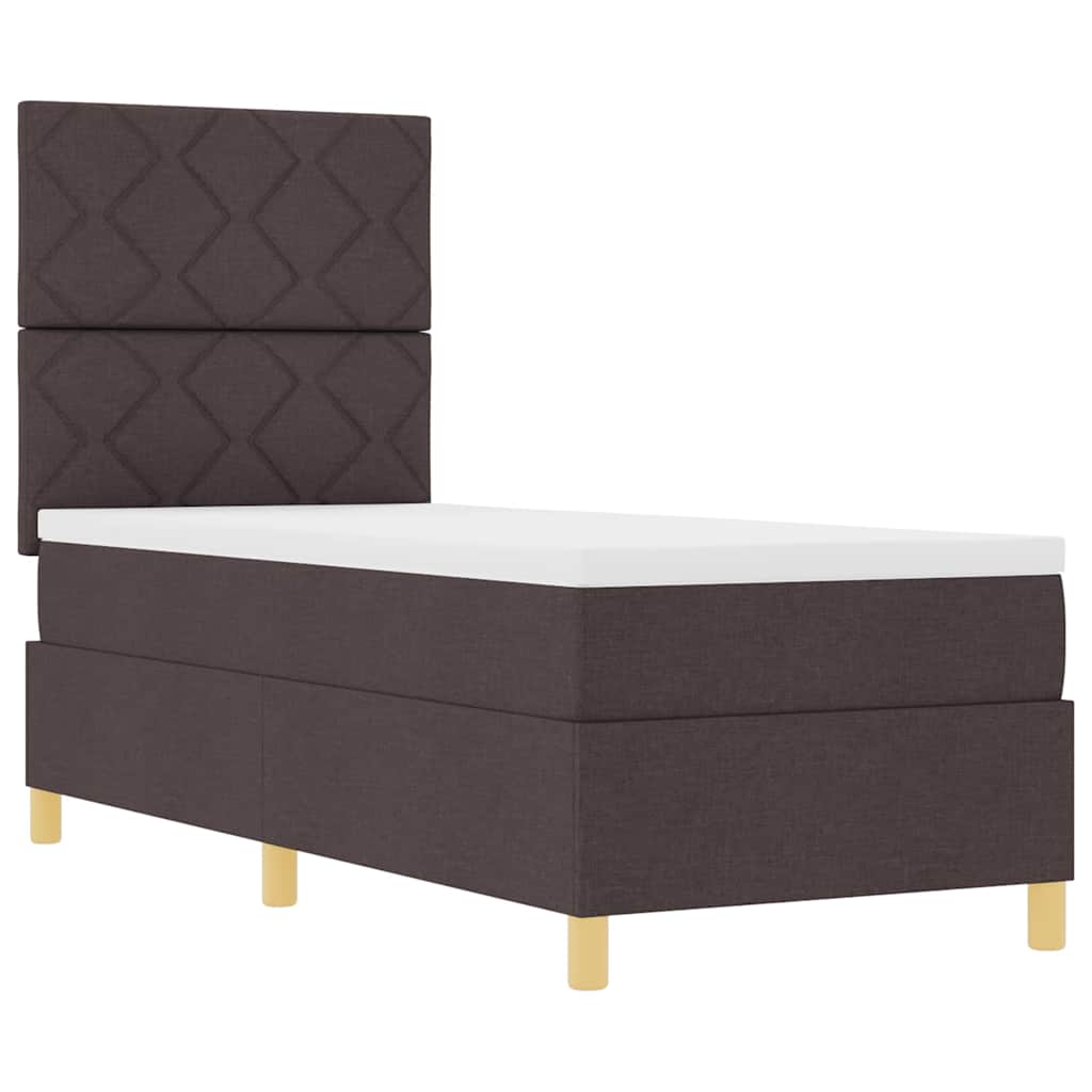 Lit à ressort LED Marron foncé 80 x 200 cm tissu