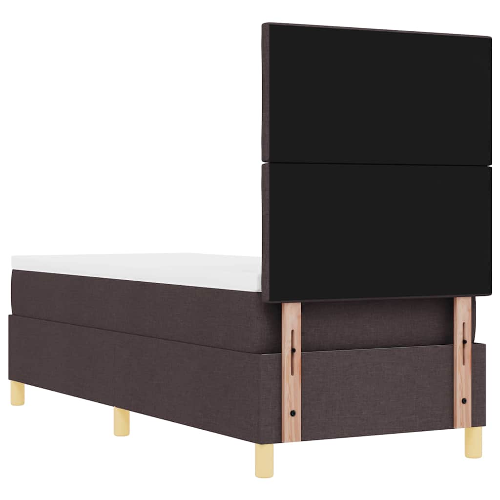 Lit à ressort LED Marron foncé 80 x 200 cm tissu