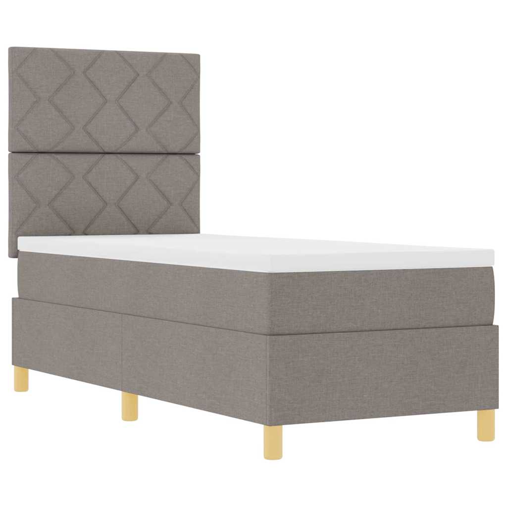 Lit à ressort LED avec tête de lit Taupe 80 x 200 cm tissu