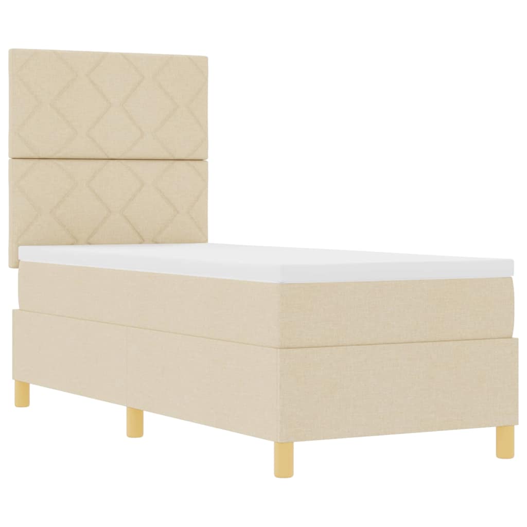 Lit à ressorts avec matelas Crème 80 x 200 cm tissu - XIOS