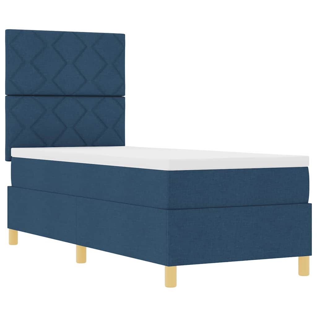 Lit à ressorts avec matelas Bleu 80 x 200 cm tissu - XIOS