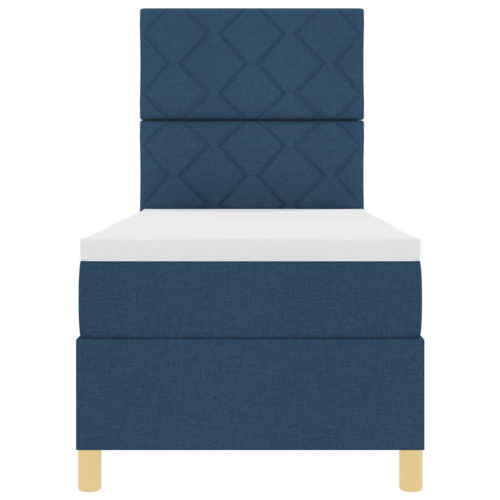 Lit à ressorts avec matelas Bleu 80 x 200 cm tissu - XIOS