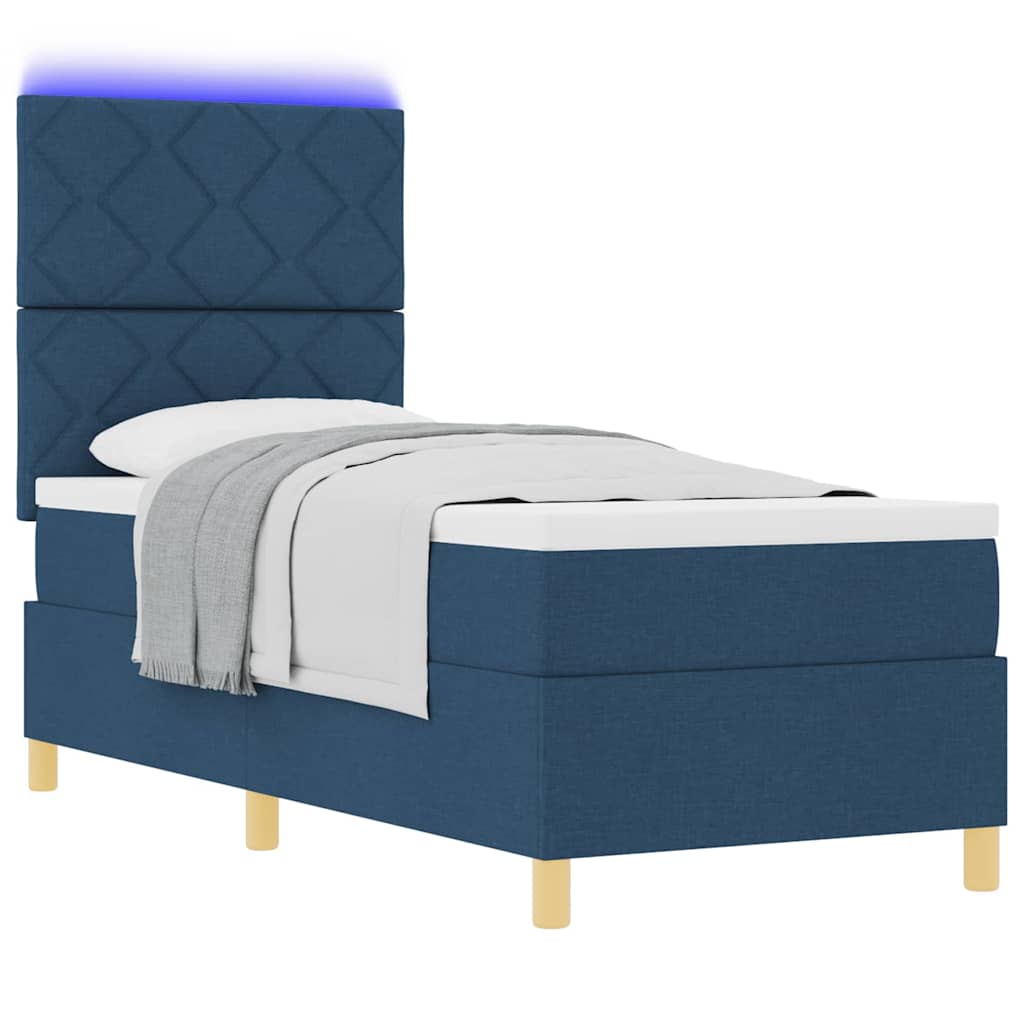 Lit à ressorts avec matelas Bleu 80 x 200 cm tissu - XIOS