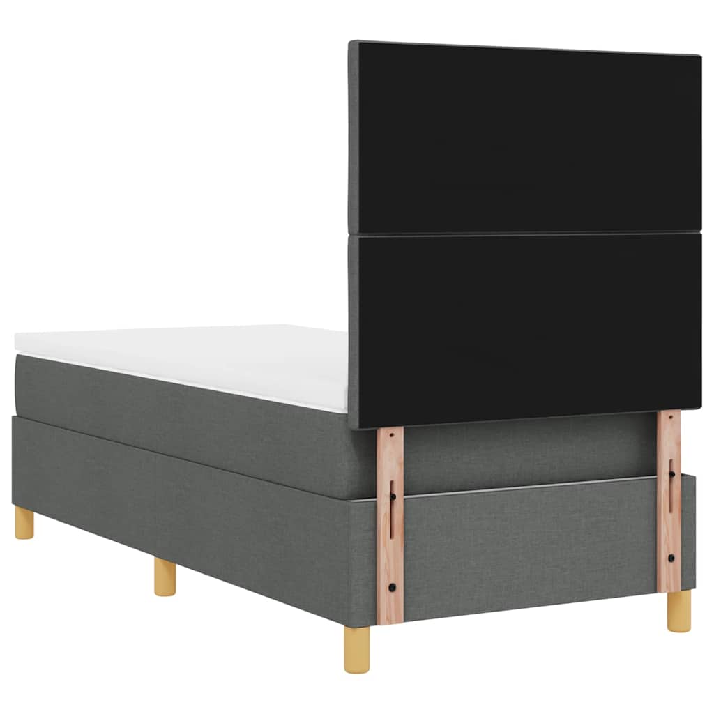 Lit à ressort LED avec tête de lit Gris foncé 90 x 200 cm tissu