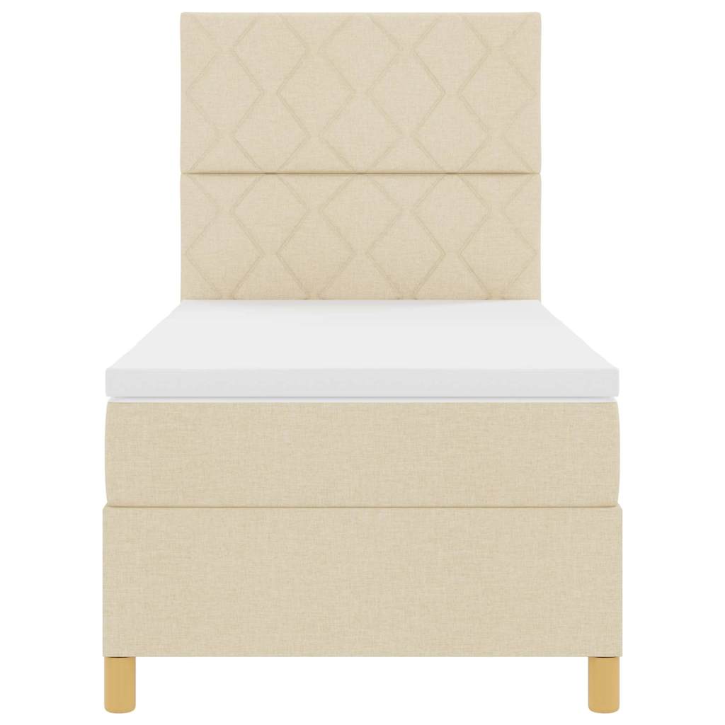 Lit à ressort LED avec tête de lit Crème 90 x 200 cm tissu - XIOS Store SNC