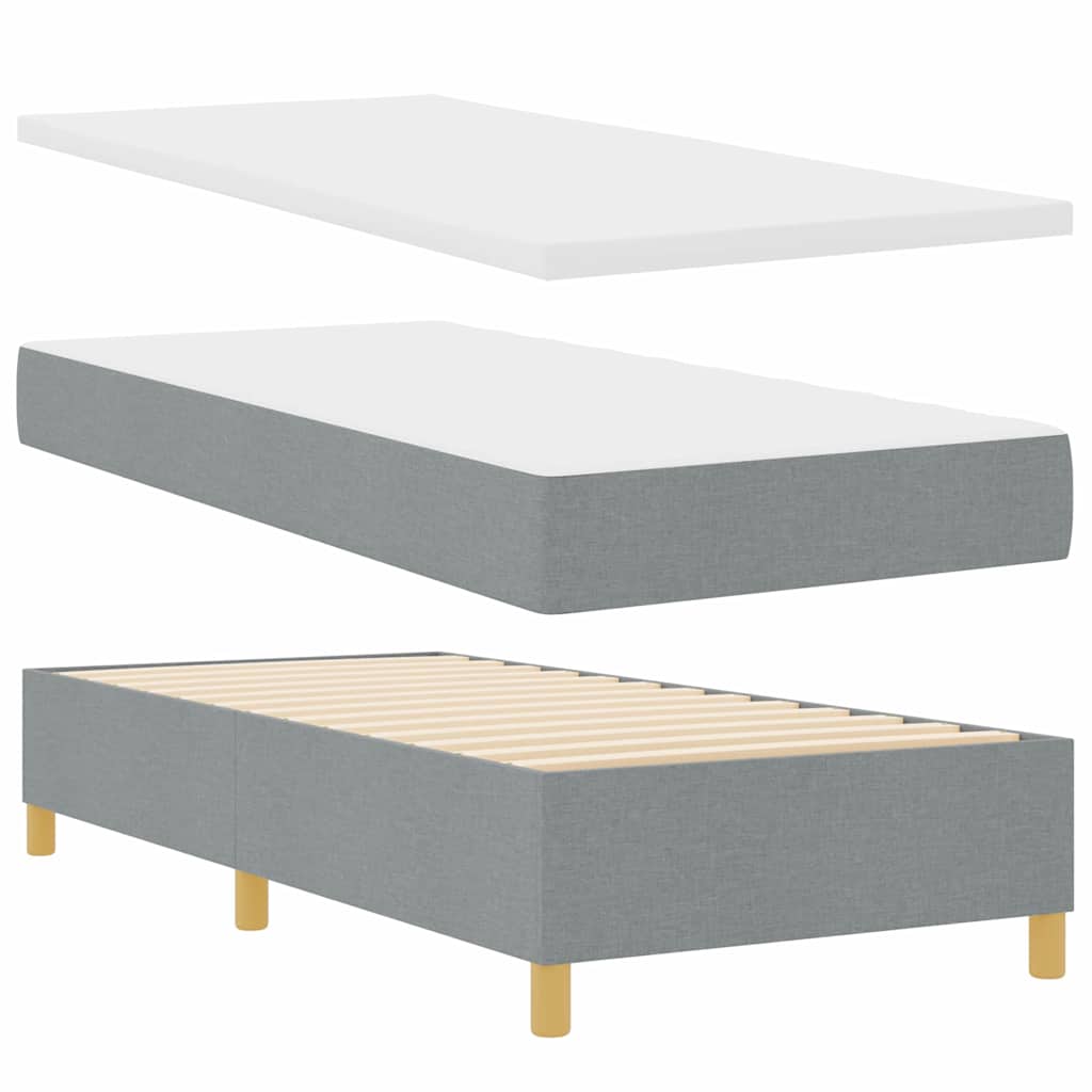 Lit à ressort LED avec matelas Gris clair 100 x 200 cm tissu - XIOS