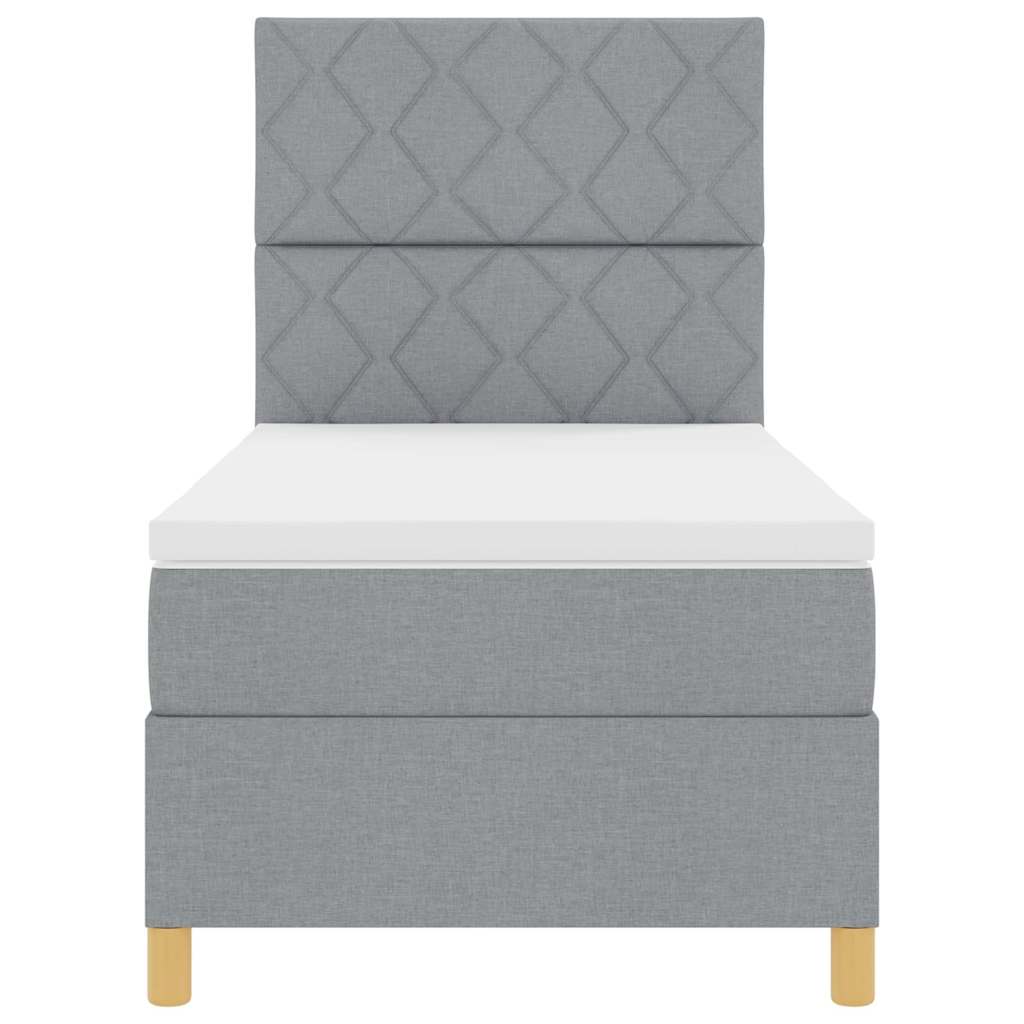 Lit à ressort LED avec matelas Gris clair 100 x 200 cm tissu - XIOS