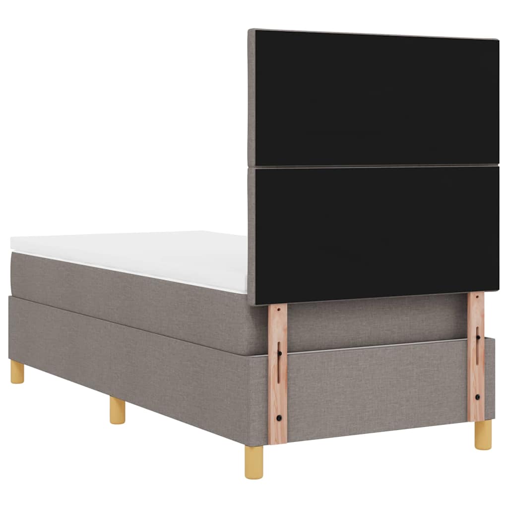 Lit à ressort LED avec tête de lit Taupe 100 x 200 cm tissu