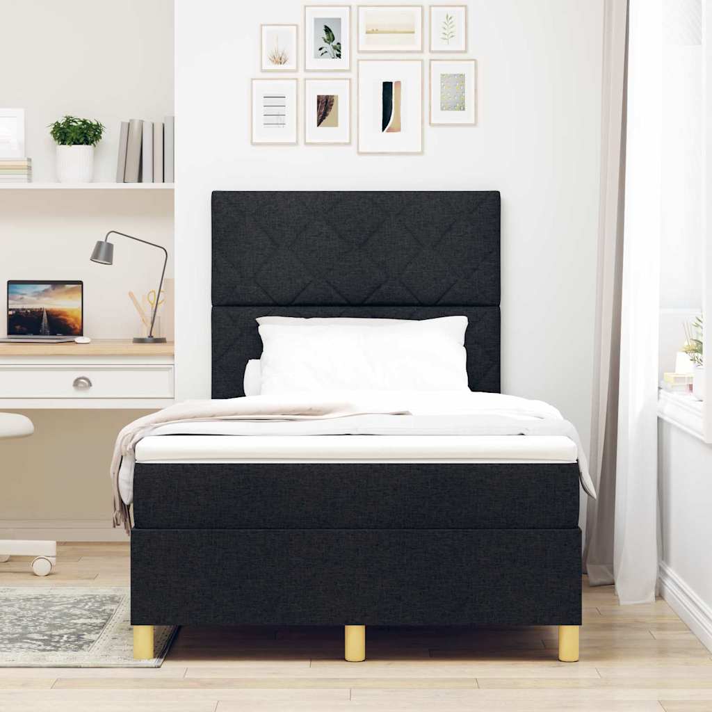 Lit à ressort LED avec tête de lit Noir 120 x 190 cm tissu - XIOS