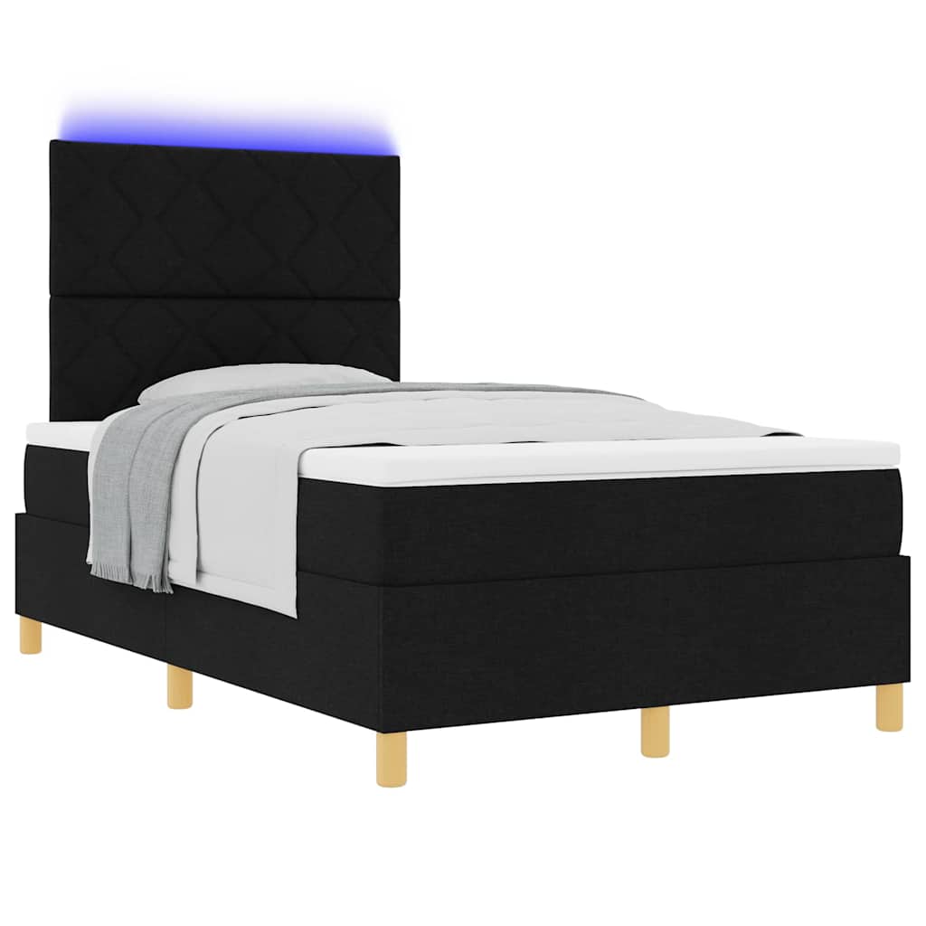 Lit à ressort LED avec tête de lit Noir 120 x 190 cm tissu - XIOS
