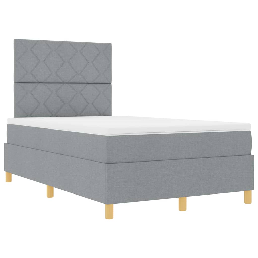 Lit à ressort LED avec matelas Gris clair 120 x 200 cm tissu - XIOS