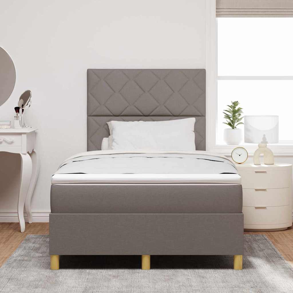 Lit à ressort LED avec tête de lit Taupe 120 x 200 cm tissu