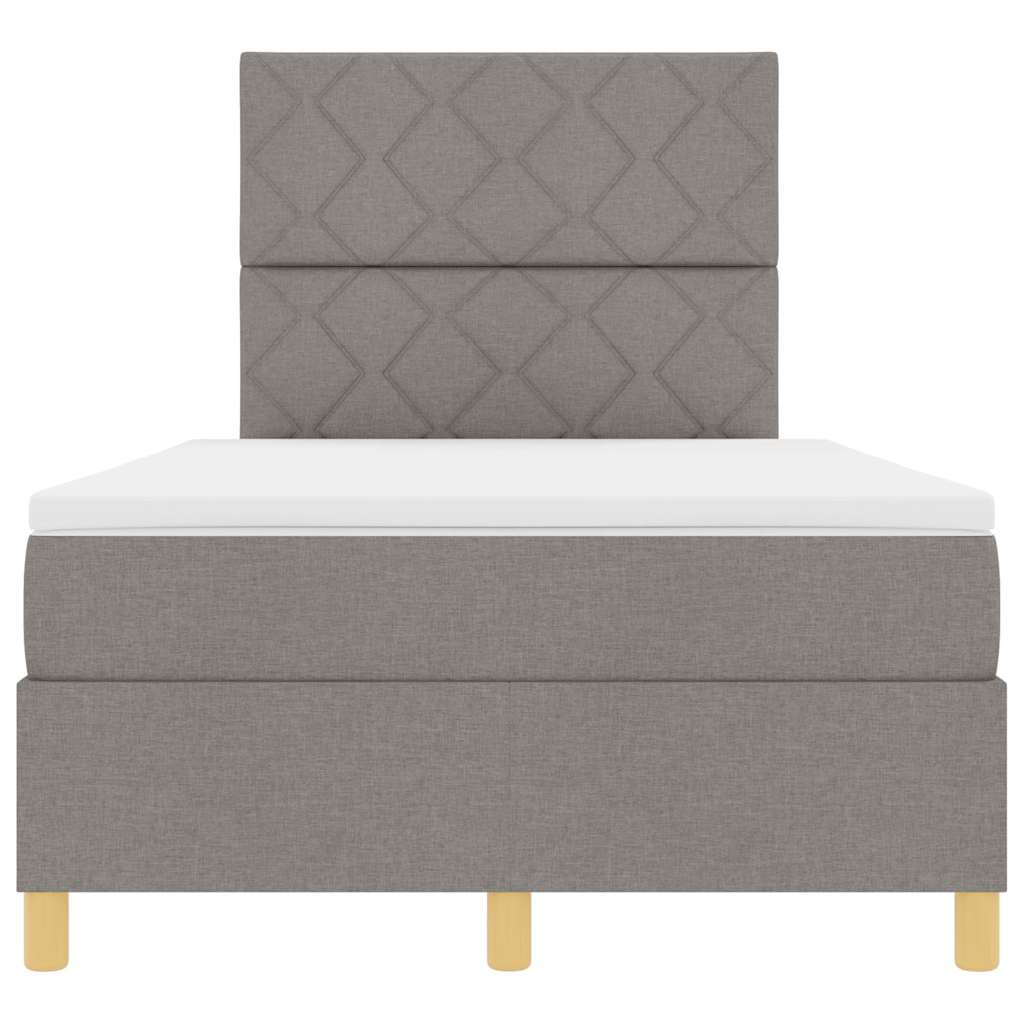 Lit à ressort LED avec tête de lit Taupe 120 x 200 cm tissu