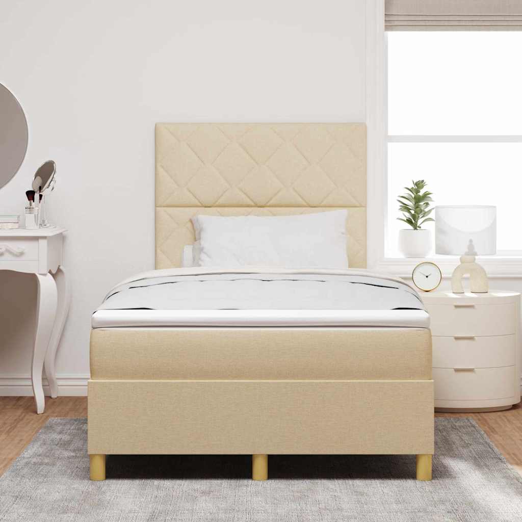 Lit à ressort LED avec tête de lit Crème 120 x 200 cm tissu - XIOS