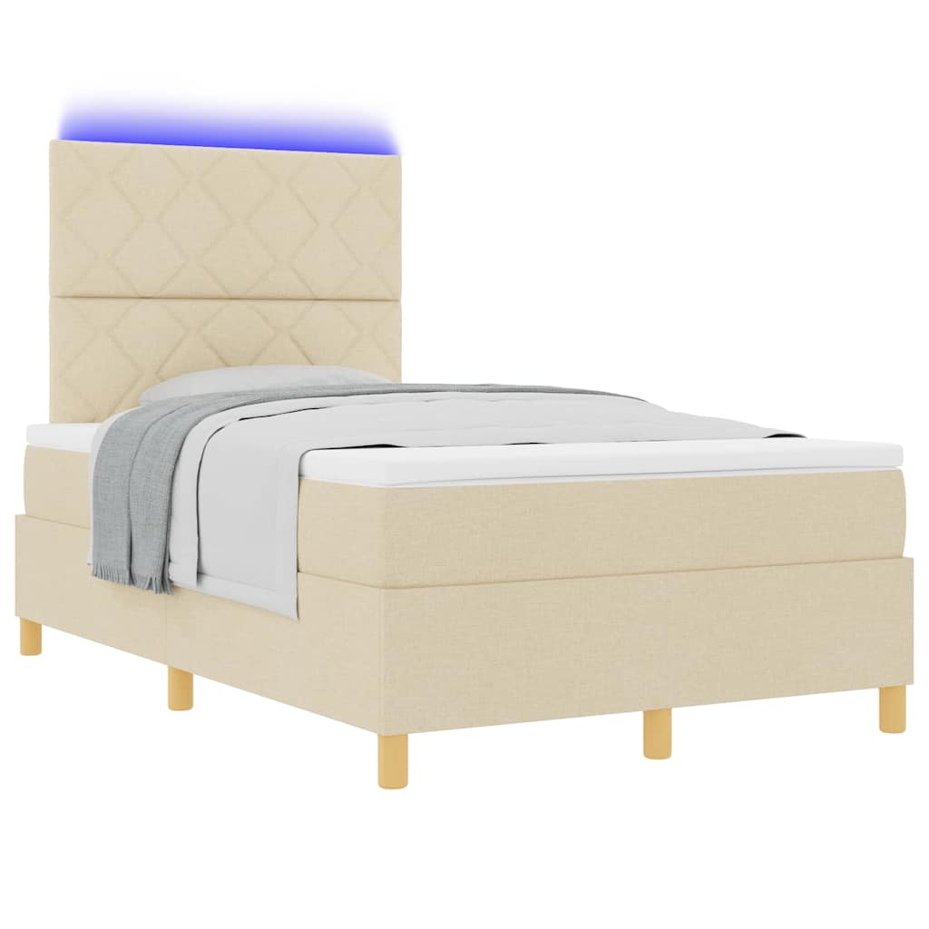 Lit à ressort LED avec tête de lit Crème 120 x 200 cm tissu - XIOS