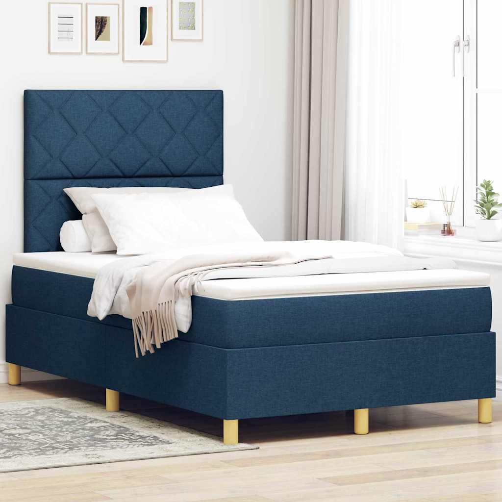 Lit à ressorts avec matelas Bleu 120 x 200 cm tissu - XIOS