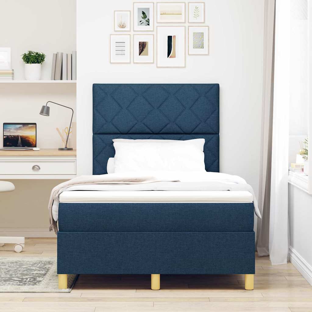Lit à ressorts avec matelas Bleu 120 x 200 cm tissu - XIOS
