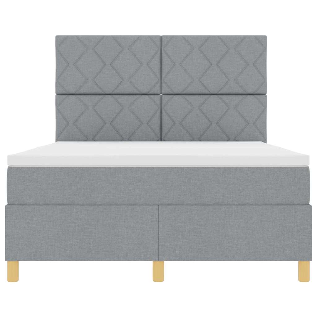 Lit à ressorts avec matelas Gris clair 140 x 190 cm tissu - XIOS