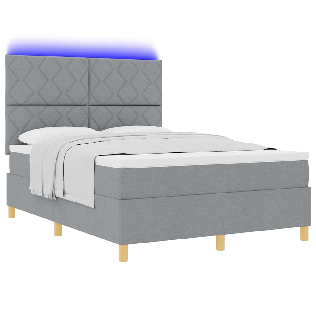 Lit à ressorts avec matelas Gris clair 140 x 190 cm tissu - XIOS