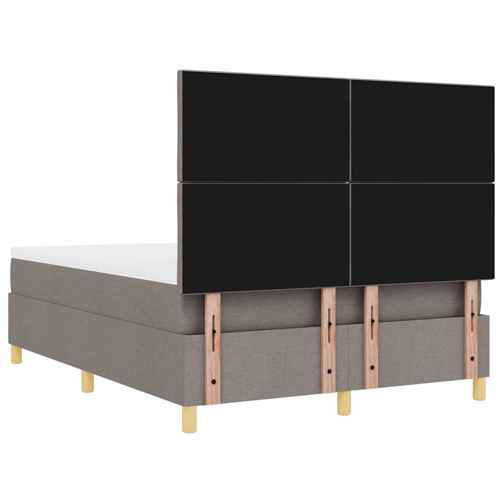 Lit à ressort LED avec tête de lit Taupe 140 x 200 cm tissu
