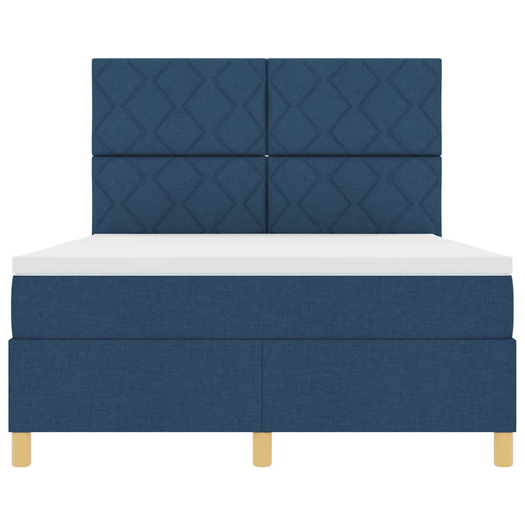 Lit à ressorts avec matelas Bleu 160 x 200 cm tissu - XIOS