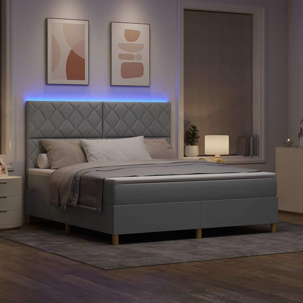 Lit à ressorts avec matelas Gris clair 180 x 200 cm tissu - XIOS