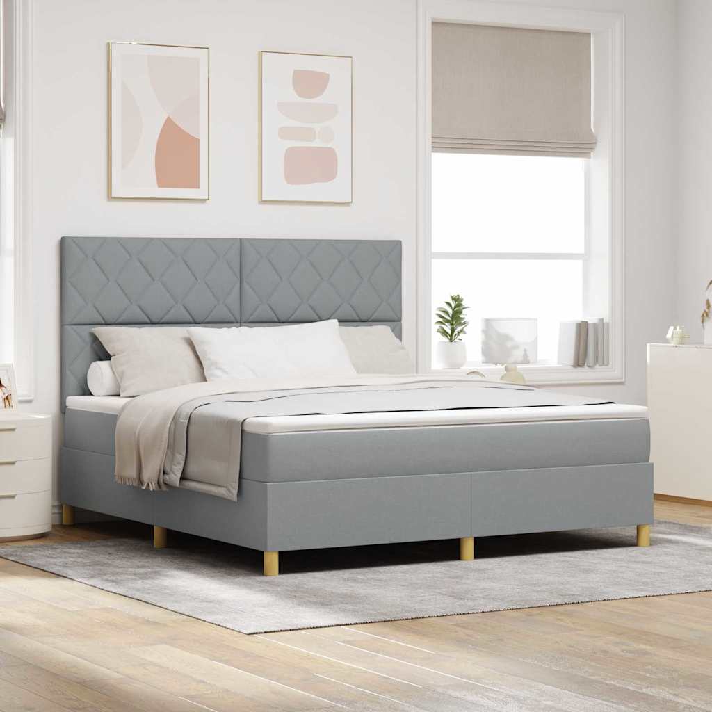 Lit à ressorts avec matelas Gris clair 180 x 200 cm tissu