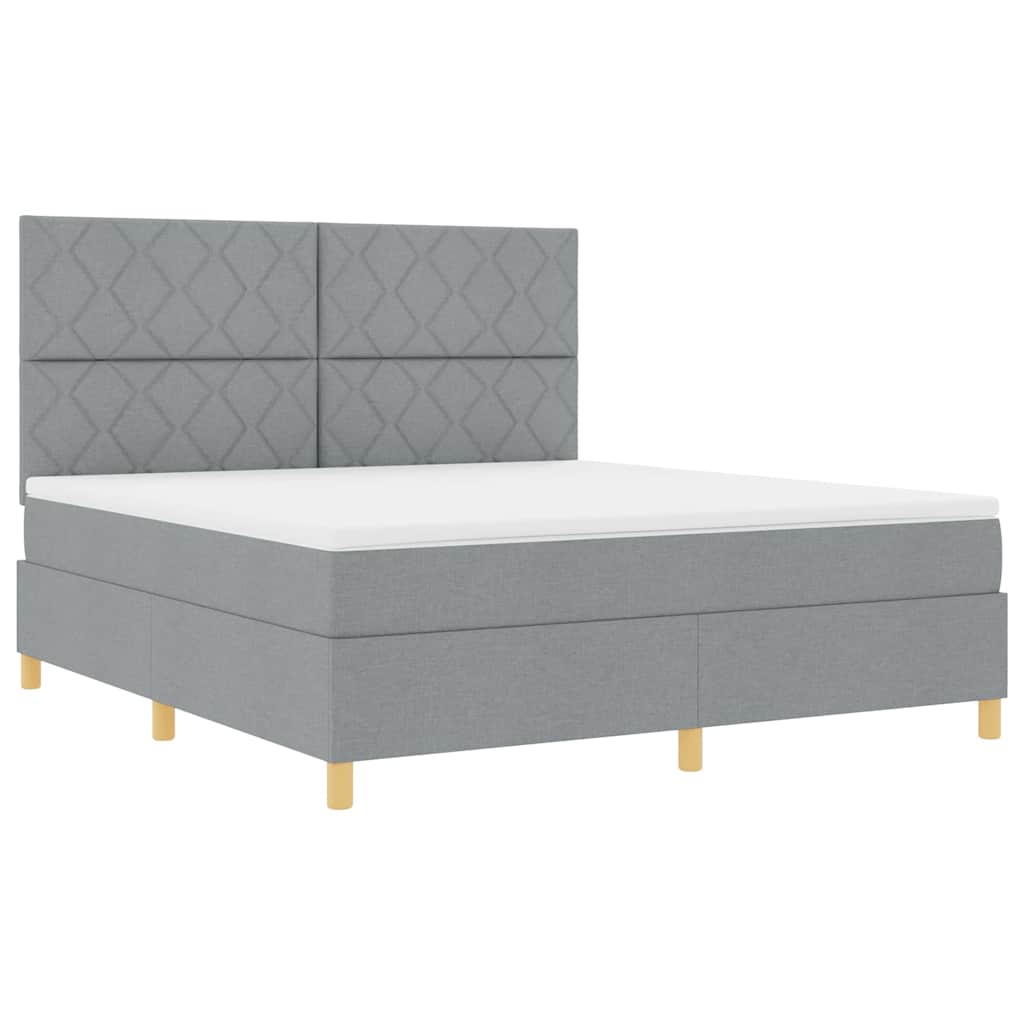 Lit à ressorts avec matelas Gris clair 180 x 200 cm tissu - XIOS