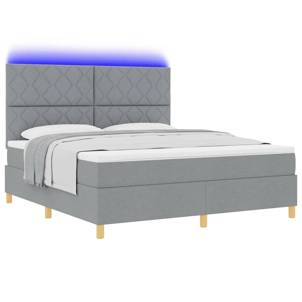 Lit à ressorts avec matelas Gris clair 180 x 200 cm tissu - XIOS