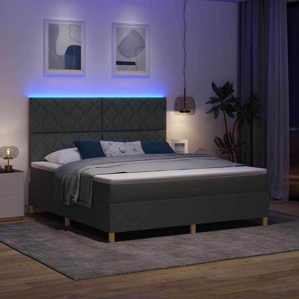 Lit à ressorts avec matelas Gris foncé 180 x 200 cm tissu - XIOS
