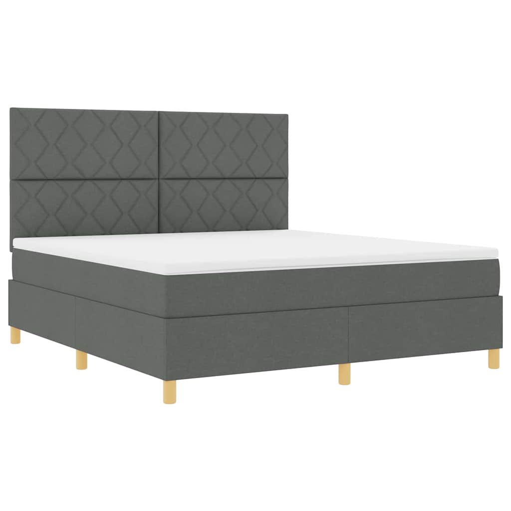 Lit à ressorts avec matelas Gris foncé 180 x 200 cm tissu - XIOS