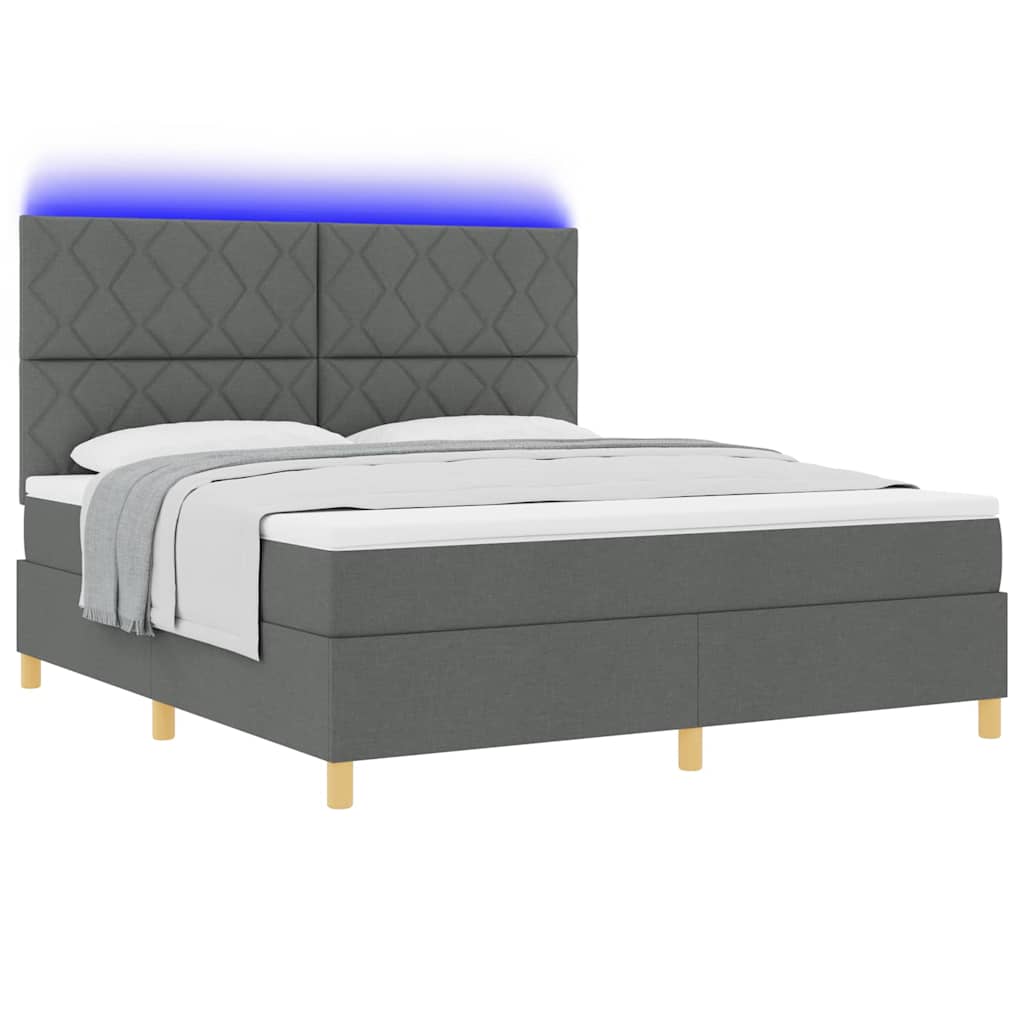 Lit à ressorts avec matelas Gris foncé 180 x 200 cm tissu - XIOS
