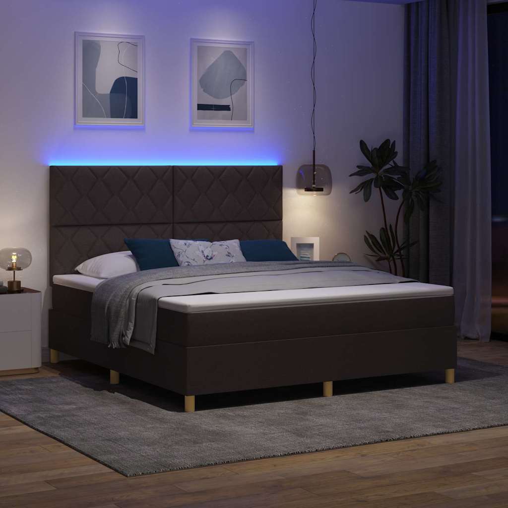 Lit à ressorts avec matelas Marron foncé 180 x 200 cm tissu - XIOS