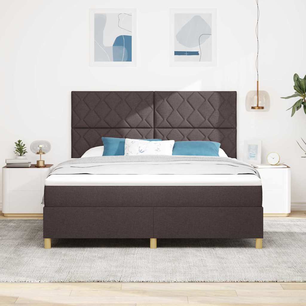Lit à ressorts avec matelas Marron foncé 180 x 200 cm tissu - XIOS