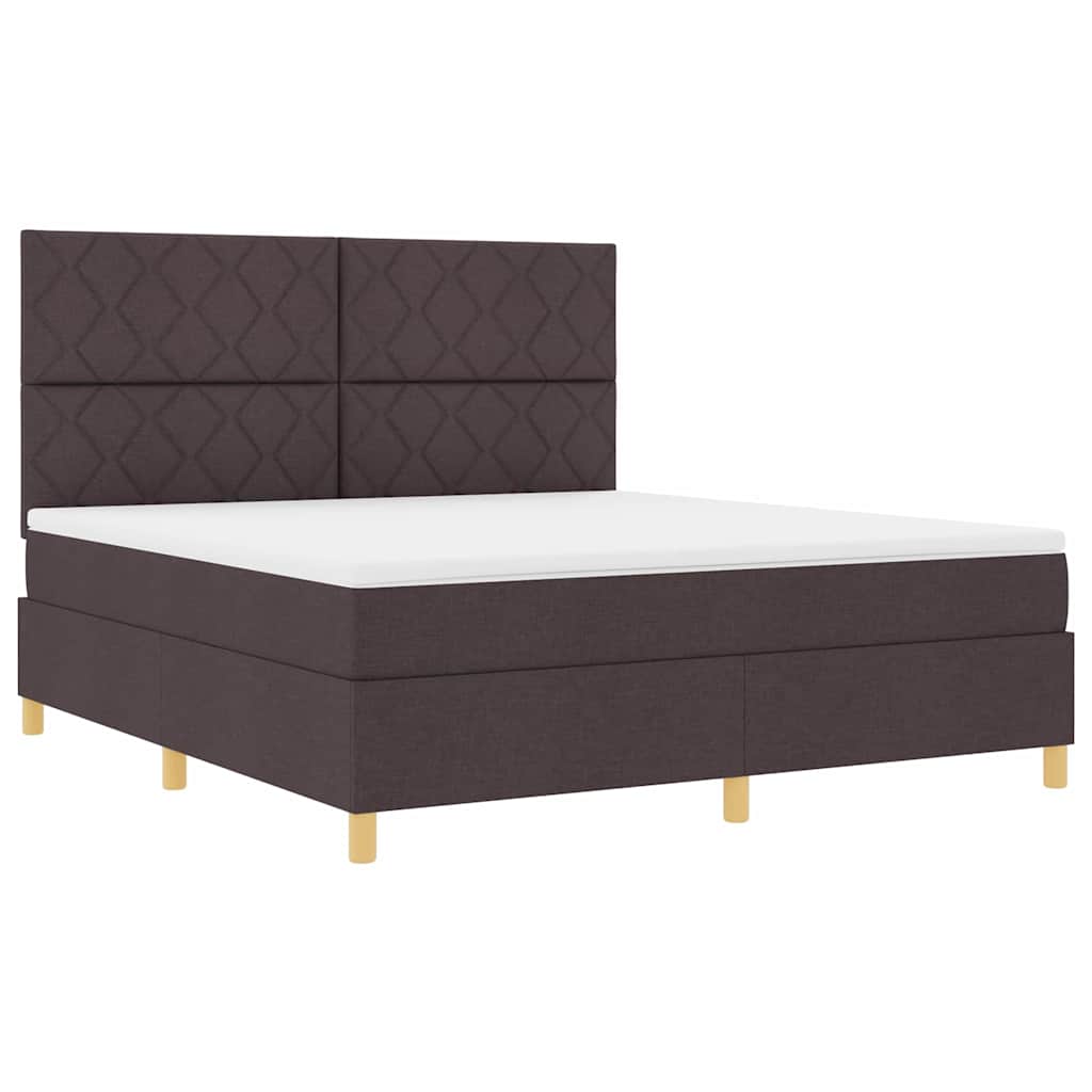 Lit à ressorts avec matelas Marron foncé 180 x 200 cm tissu - XIOS