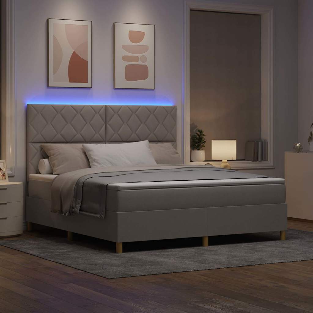 Lit à ressorts avec matelas Taupe 180 x 200 cm tissu - XIOS