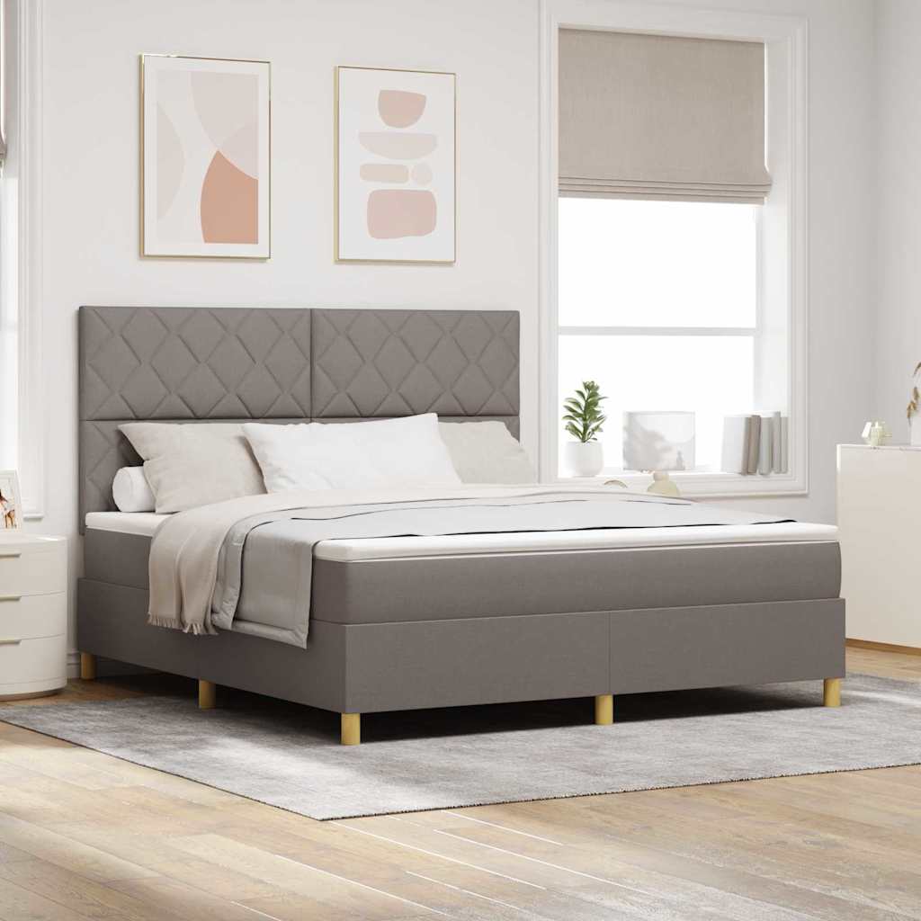 Lit à ressorts avec matelas Taupe 180 x 200 cm tissu - XIOS
