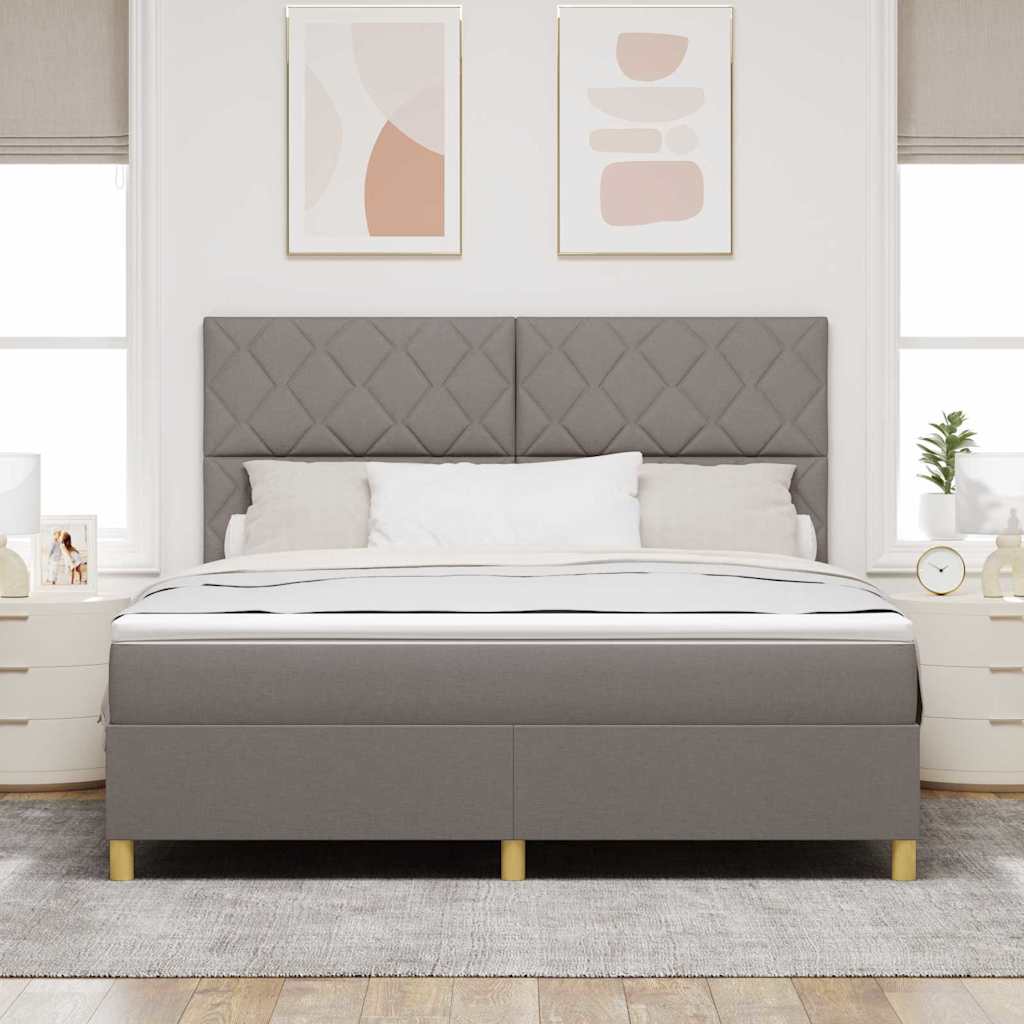 Lit à ressorts avec matelas Taupe 180 x 200 cm tissu - XIOS