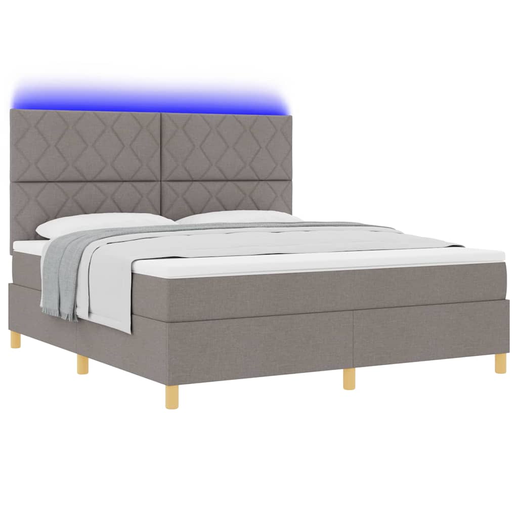 Lit à ressorts avec matelas Taupe 180 x 200 cm tissu - XIOS