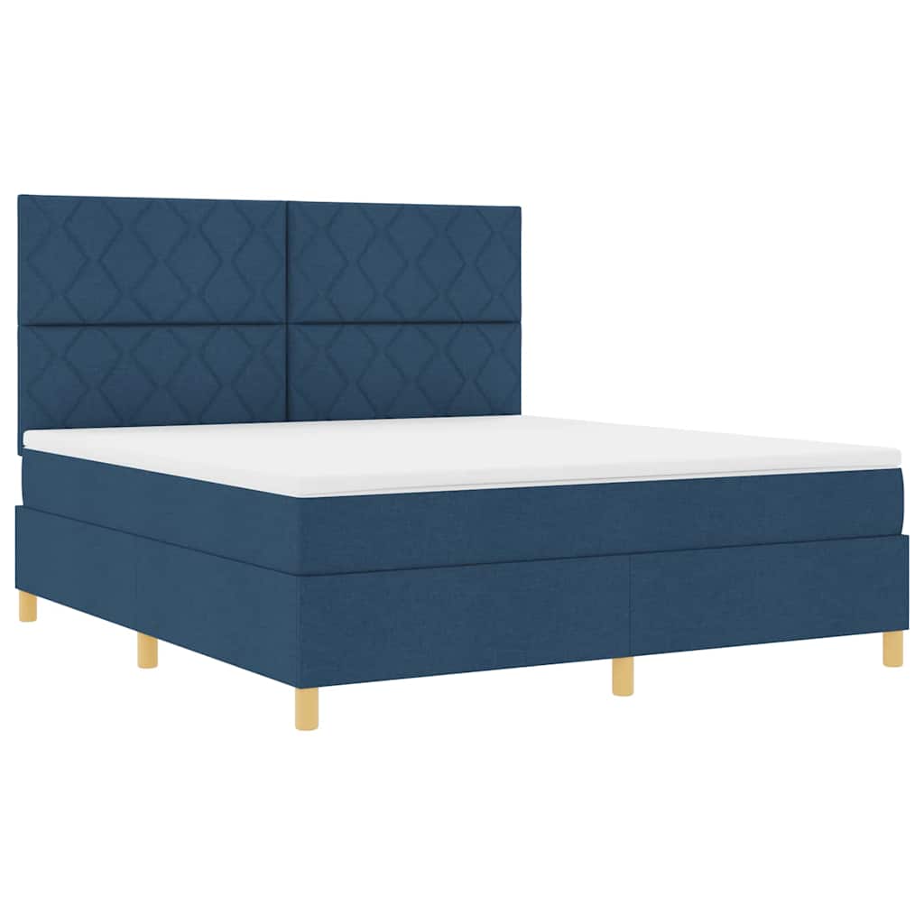 Lit à ressorts avec matelas Bleu 180 x 200 cm tissu - XIOS