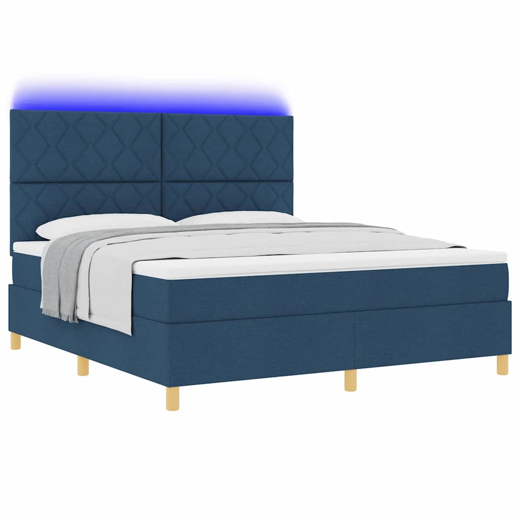 Lit à ressorts avec matelas Bleu 180 x 200 cm tissu - XIOS