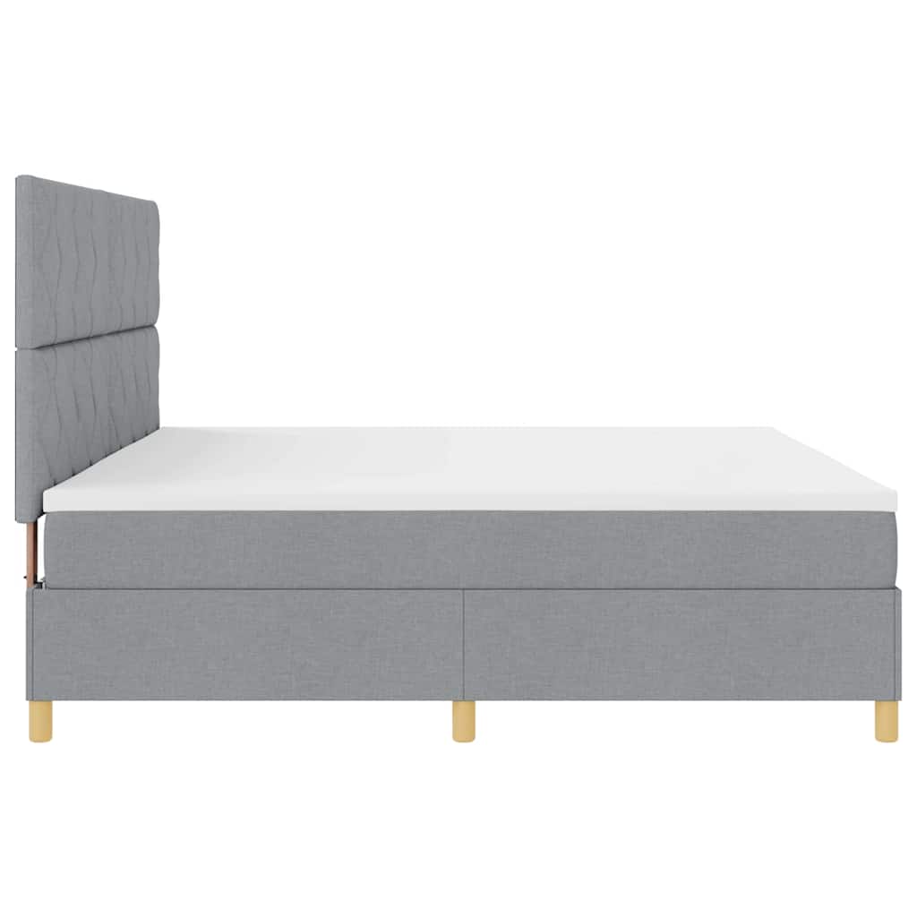Lit à ressorts avec matelas Gris clair 200 x 200 cm tissu - XIOS