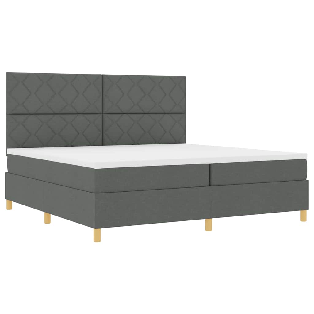 Lit à ressorts avec matelas Gris foncé 200 x 200 cm tissu - XIOS