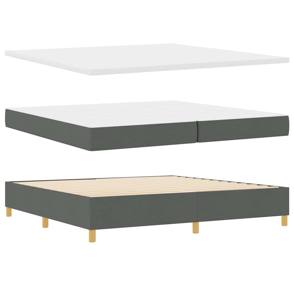 Lit à ressorts avec matelas Gris foncé 200 x 200 cm tissu - XIOS