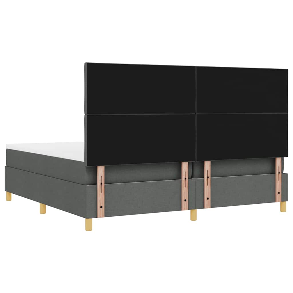 Lit à ressorts avec matelas Gris foncé 200 x 200 cm tissu - XIOS