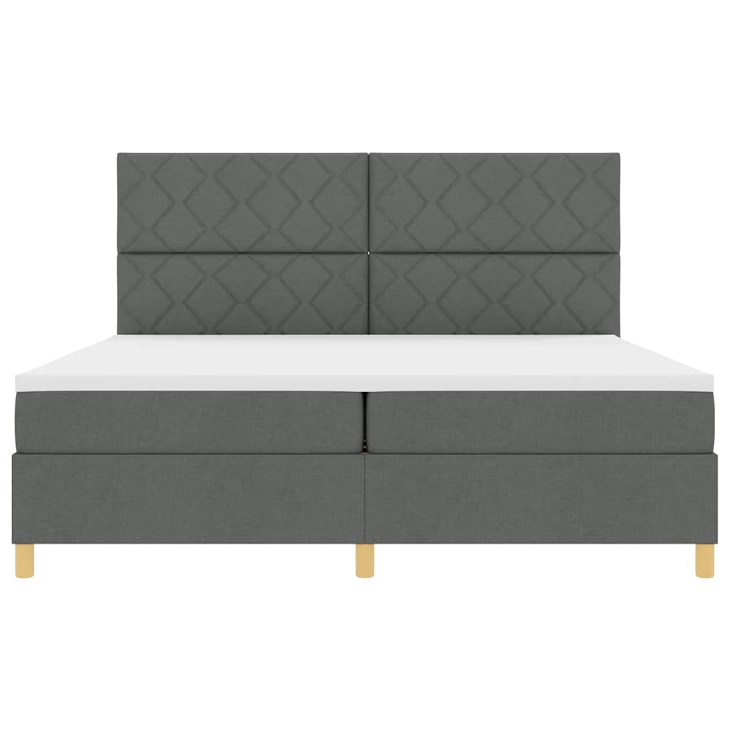 Lit à ressorts avec matelas Gris foncé 200 x 200 cm tissu - XIOS