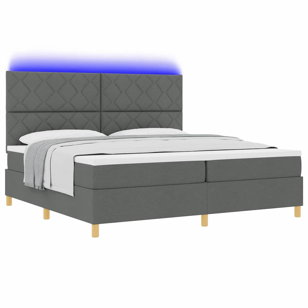 Lit à ressorts avec matelas Gris foncé 200 x 200 cm tissu - XIOS