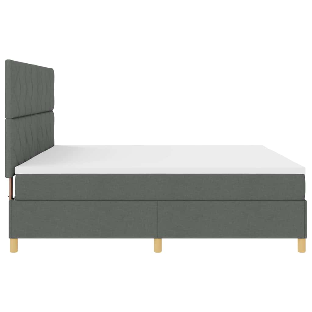 Lit à ressorts avec matelas Gris foncé 200 x 200 cm tissu - XIOS