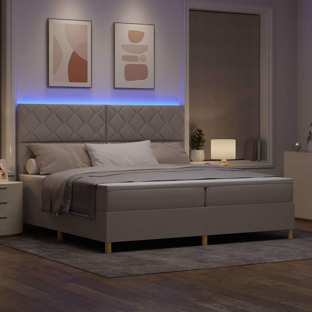 Lit à ressorts avec matelas Taupe 200 x 200 cm tissu - XIOS