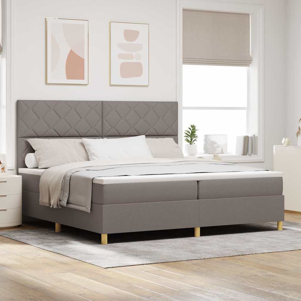 Lit à ressorts avec matelas Taupe 200 x 200 cm tissu - XIOS